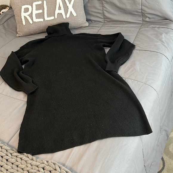 Time Tru Black New S Ribbed Turtleneck Sweater Dress Midi Autumn Preppy Crew 4 6 - Picture 4 of 5